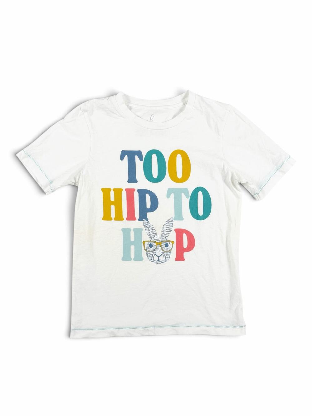 Peek Kids Too Hip to Hop Bunny Graphic T-Shirt White Size 8 kids